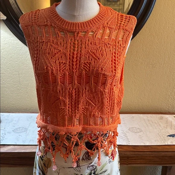 Zara Cropped Crochet Beaded Sweater - Picture 2 of 7